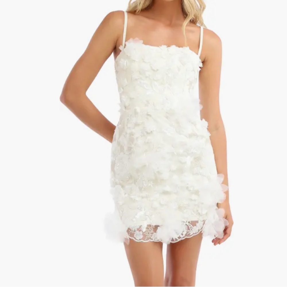 Hilma Sequin Floral Appliqué Cocktail Minidress